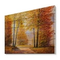 thumbnail image 2 of Designart 'Sunrise Glow Through The Autumn Trees' Lake House Print on Natural Pine Wood, 2 of 5