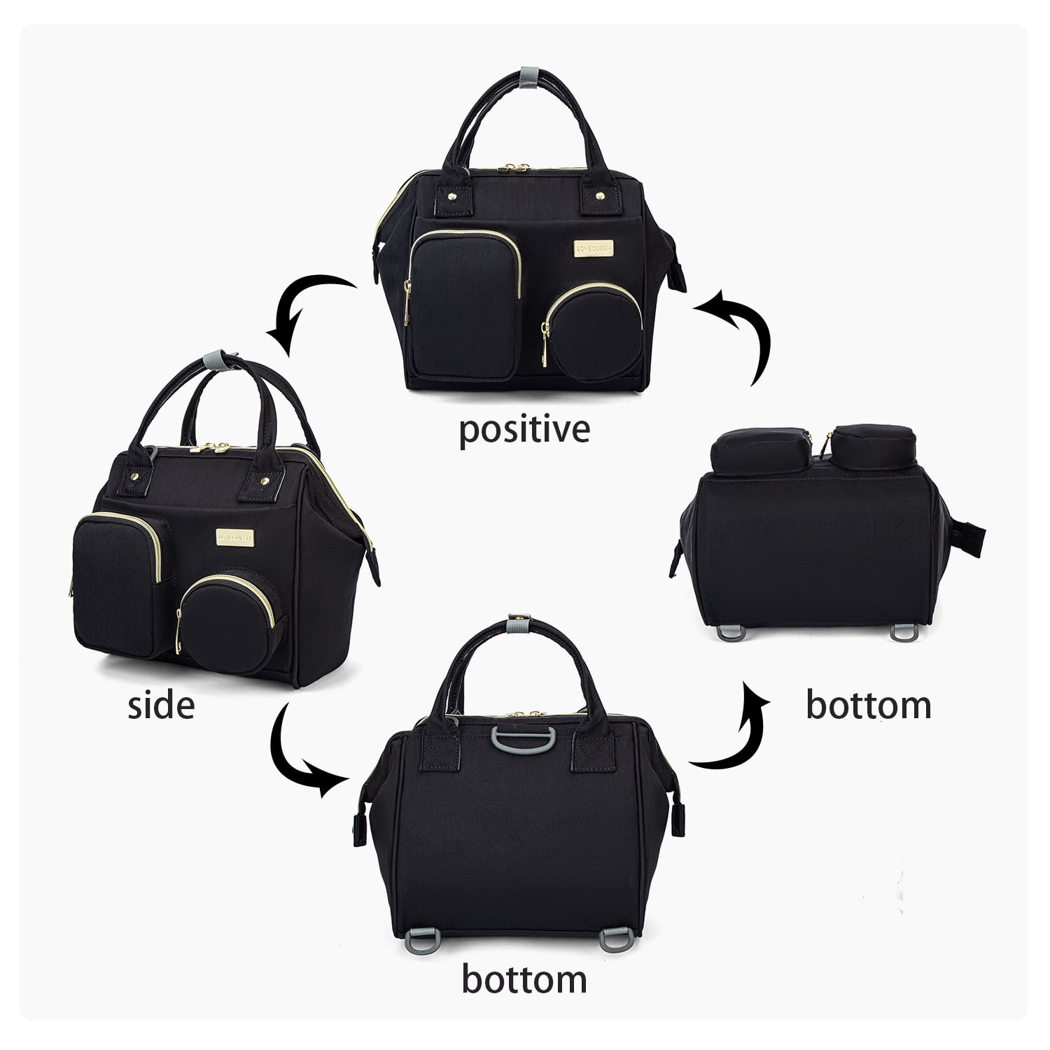 COUTUDI Mini Convertible Waterproof Fabric Diaper Bag Backpack, Gray