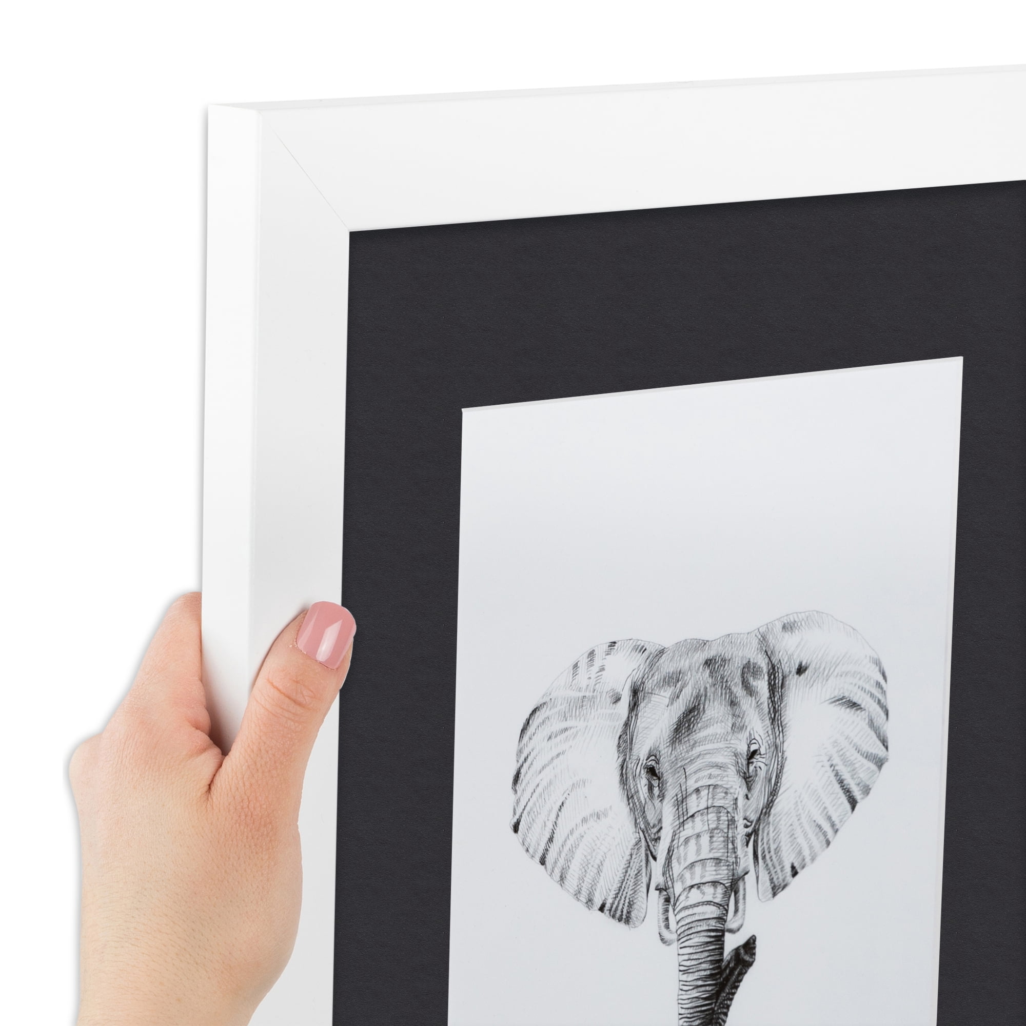 ArtToFrames 22x28" Matted Picture Frame with 18x24" Single Mat Photo Opening Framed in 1.25" Satin White Frame and 2" Black Mat (FWM-3966-22x28)