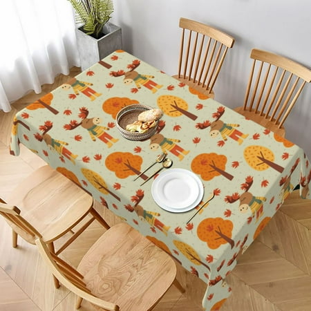 

Table Cloth Rectangle Table Autumn Maple Leaf And Deer Tablecloth 60 x 90 Inch Wrinkle Resistant Decorative Fabric Table Cover for Dining Party Indoor Outdoor