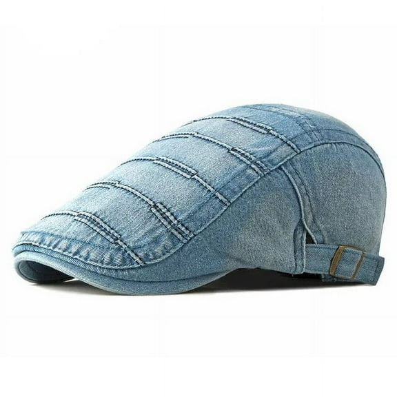 SikaFu Spring Summer Solid Color Newsboy Caps Men Cotton Washed Denim Flat Peaked Cap Women Painter Beret Hats 31