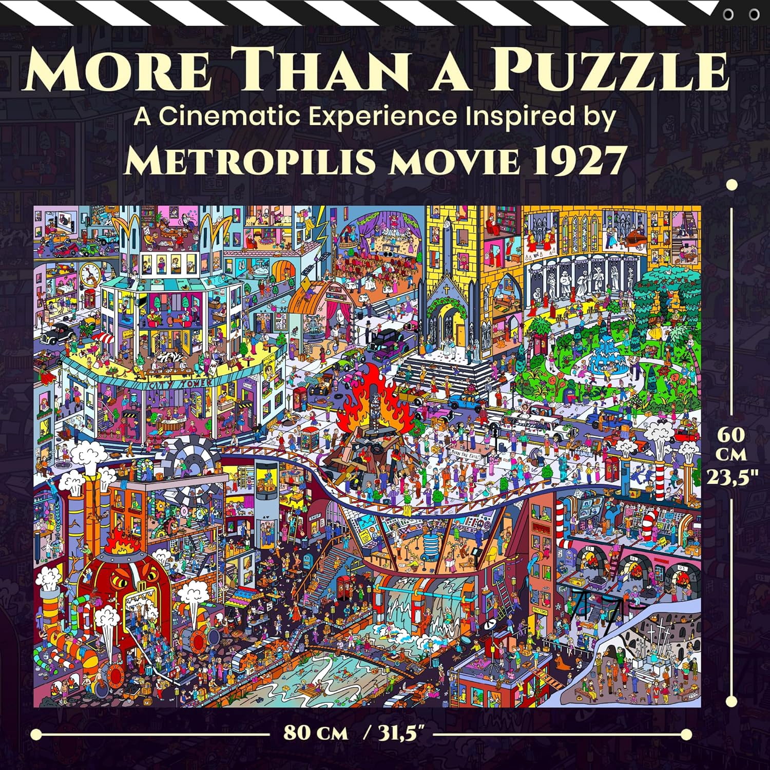 Quokka 1000 Piece Puzzle for Adults – Metropolis 1927 Sci-Fi Inspired Jigsaw - 147 Hidden Mysteries, 2 Secret Envelopes for Extended Immersive Experience