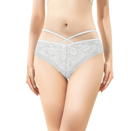 

zuwimk Thongs For Women Sexy Seamless Thongs for Women No Show Panties V-waisted Stretch Breathable Sexy Thong Underwear White M