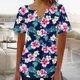 thumbnail image 2 of Tops de Algodón para las Mujeres Impreso V-Cuello Botón de Manga Corta, Blusa de Estante de Imitación Casual, 2 of 4