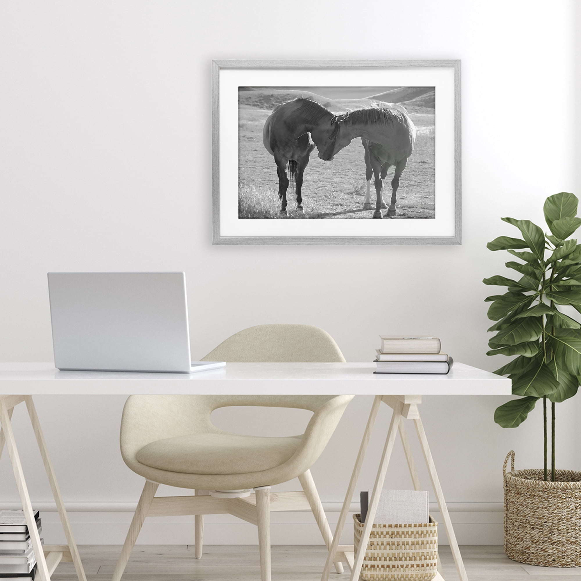 Stupell Industries Sweet Nothings Bond Between Horses Gray Framed Print Under Glass, design by Steve Toole