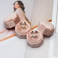 thumbnail image 6 of Octagon Premium Velvet Double Ring Box for Wedding Ceremony(Blush Peach), 6 of 7