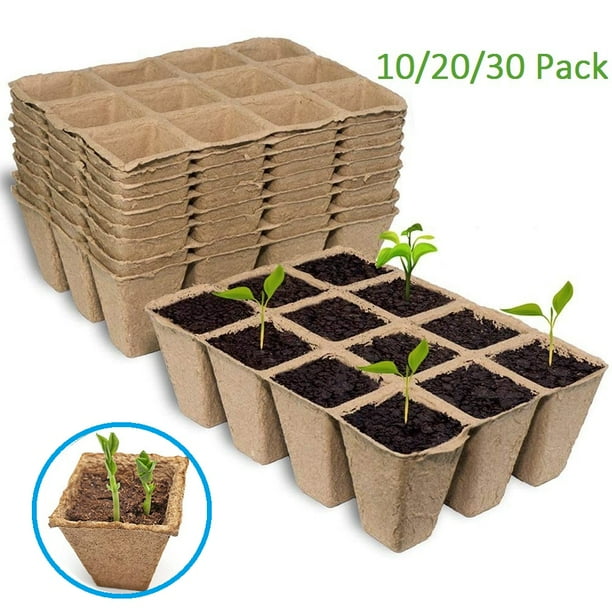 10 20 30 Packs Peat Pots Seed Starter Trays 120 Cells Biodegradable Seedling Pots Germination Trays Organic Plant Starter Kit Walmart Com Walmart Com