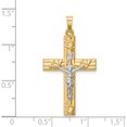 thumbnail image 3 of 14K Two-Tone Hollow Polished Textured & Striped Latin Crucifix (35 X 18) Made In United States xr1853, 3 of 5