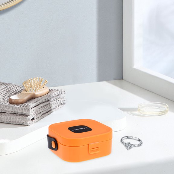 ETEREAUTY Small Orange Jewelry Box Organizer Portable Storage Case for Bracelets, Necklaces, Earrings and More