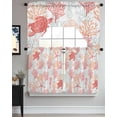 thumbnail image 3 of Red Orange Coastal Swag Valance and Tier Curtains 24'' Length Set, Sea Turtle Nautical Coral Summer Beach Light Filtering Kitchen Curtains, Tier Curtain Valances for Bathroom/Living Room/Bedroom/Café, 3 of 6