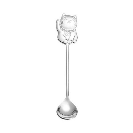 

Jiawei Fruit Spoon Anti-rust Thickened Durable Round Edged Lucky Cat Fruit Spoon