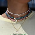 thumbnail image 2 of Gargantilla de cuentas bohemias para mujer, collar de cadena con colgante de 26 letras iniciales, joyería de perlas de concha de moda, accesorios bohemios, 2 of 4
