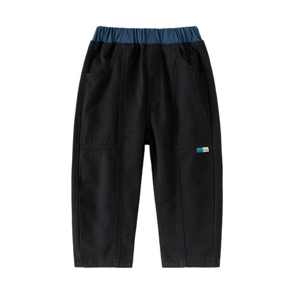 Boys' Pants Straight Leg Pocket Elastic Solid Print Trousers Everyday Wear 18-24 Months