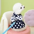 thumbnail image 3 of Xioeram Pet Vest Style Dress Dog Cat Skirt Polka Dot Pattern Bowknot Decor Summer Apparel Breathable Sweet Puppy Clothes with Traction Ring for Daily Wear Photography, 3 of 8