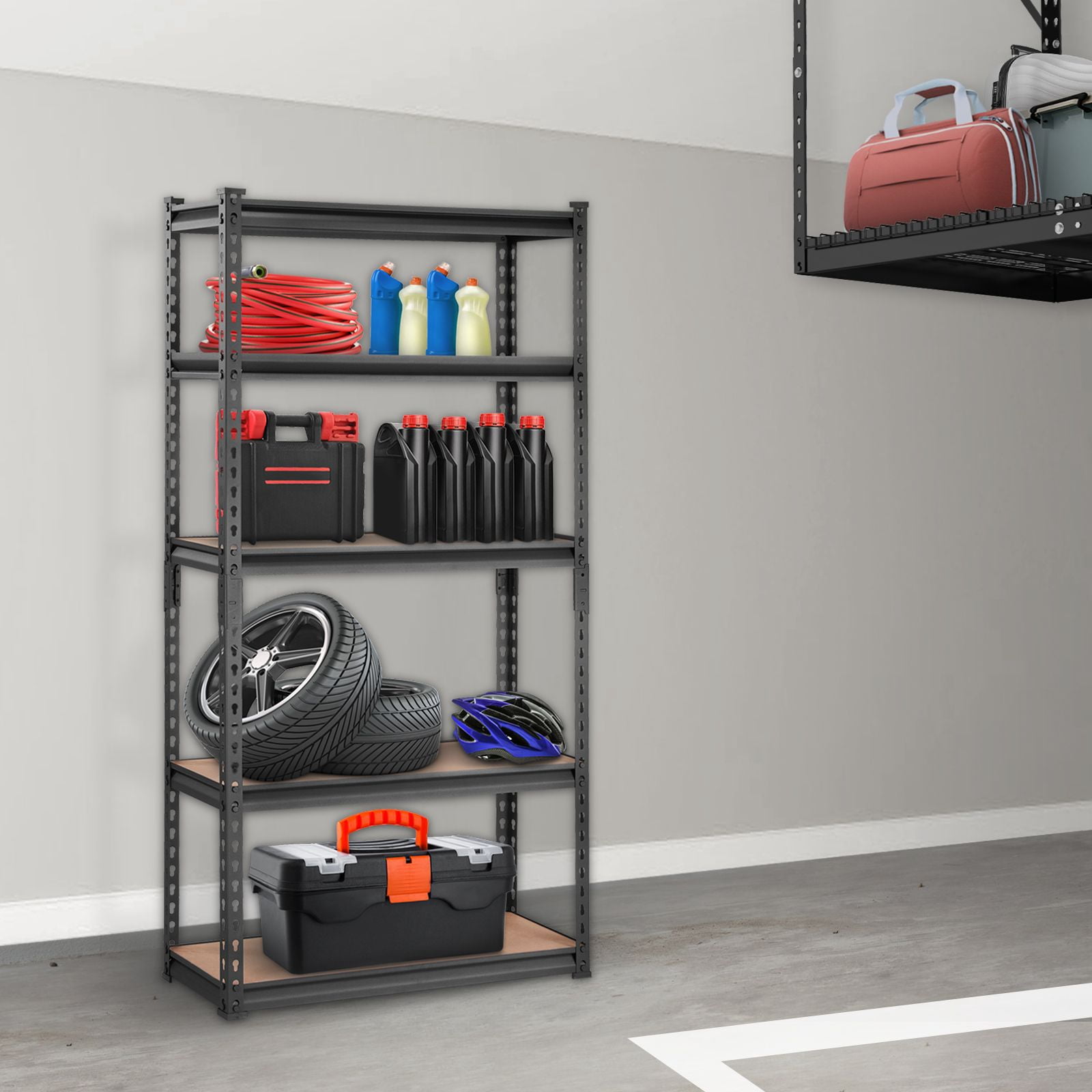 Storage Shelving Unit, 5-Tier Adjustable, 2000 lbs Capacity, Heavy Duty Garage Shelves Metal Organizer Utility Rack, Black, 30" L x 12" W x 60" H for Kitchen Pantry Basement Bathroom Laundry