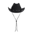 thumbnail image 2 of RUINIXCW Western Toddler Baby Girl Boy Cowgirl Hat Kids Cowboy Hat Felt Wide Brim Hats with Star Leather Belt Dessy Hats Themed Party Cap with String Wedding Party Costume, 2 of 9