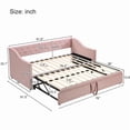 thumbnail image 6 of Bellemave Twin Size Daybed with Pop up Trundle, Upholstered Twin to King Daybed with Button Tufted Backrest, Extendable Tufted Sofa Bed for Bedroom Living Room Guest,Pink, 6 of 9