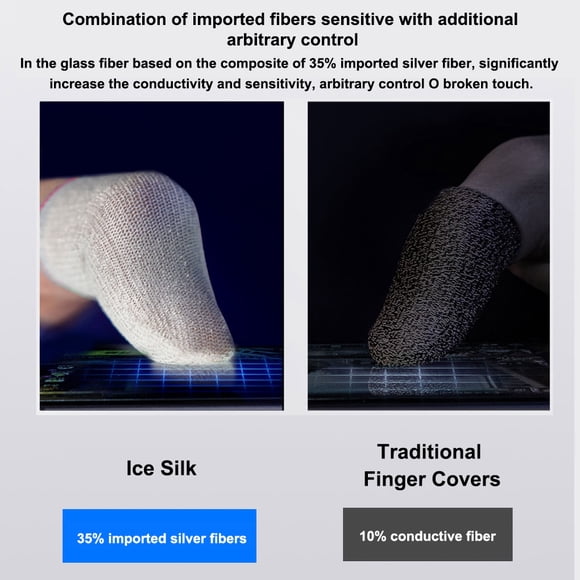 1 Pair Anti-slip Reusable Gaming Fingertip Gloves Mobile Game Absorption Sensitive Non-scratch Sleeves Covers Gaming Accessories White Red