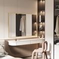 thumbnail image 2 of 55 in. W. x 36 in. H Rectangle Aluminum Alloy Framed Wall Mounted Bathroom Vanity Accent Mirror in Brushed Gold, 2 of 11