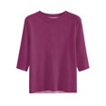 thumbnail image 6 of Linen Texture Blouse for Women, Crew Neck Half Sleeve Loose Tunic - Lightweight Breathable Summer Casual Top Dark Purple M, 6 of 7