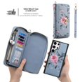 thumbnail image 4 of for Samsung Galaxy S22 Ultra Wallet Case - Magnetic Detachable Back Case with RFID Blocking Card Holder, Hand Strap & Crossbody Strap, Floral Flower PU Leather Flip Cover Case for Women Girls, Grey, 4 of 10