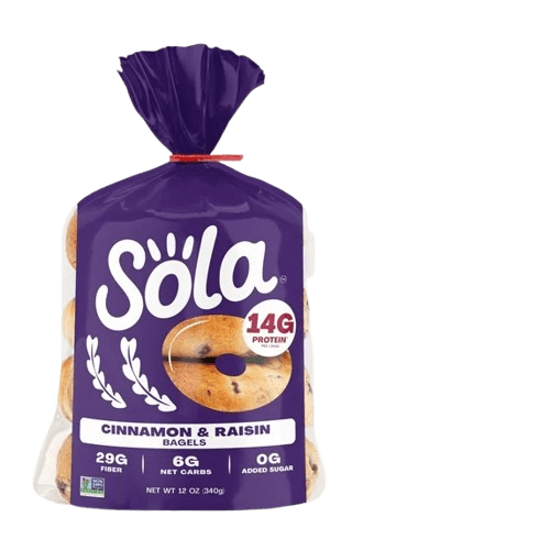Sola Bread Cinnamon & Raisin Soft Bagels, Non-GMO, 12 oz, 4 Count