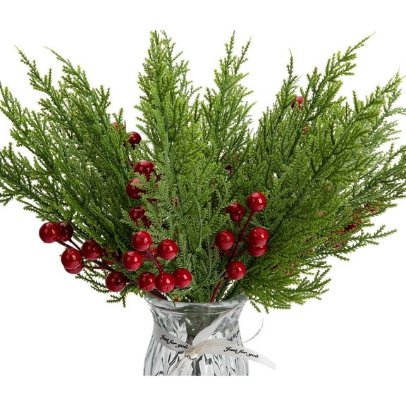60Pcs Christmas 3D Artificial Pine Branches-12.5Inch Faux Evergreen Cedar Sprigs