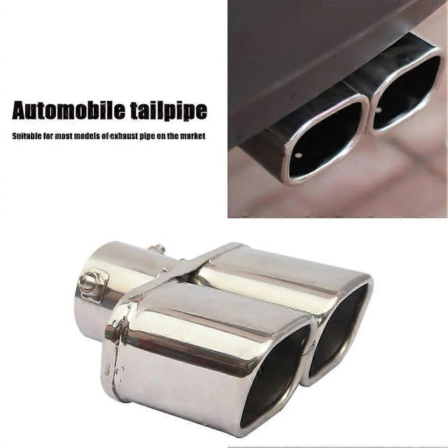Dual Exhaust Tail Pipe Muffler Tip Bolt-on Square Slant Cut 25 inch Inlet
