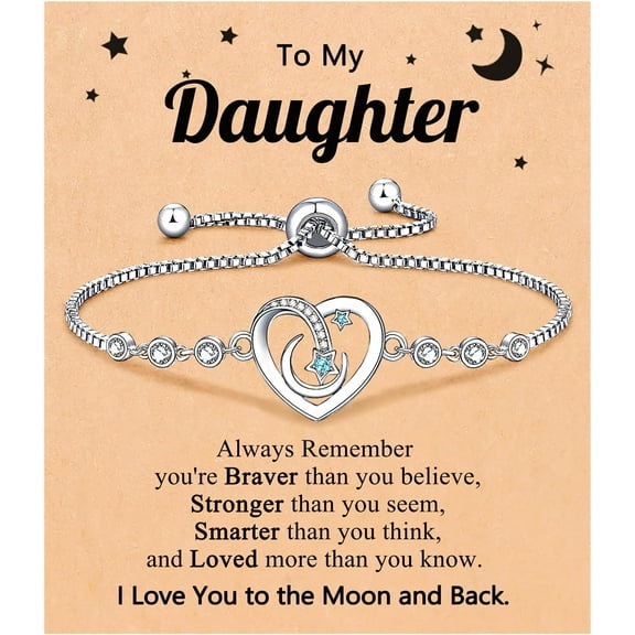 To My Granddaughter Daughter Niece I Love You to The Moon and Back Bracelet Christmas Valentines Birthday Gifts Anniversary Present