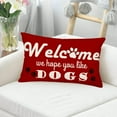 thumbnail image 3 of Dogs Throw Waist Pillow Cases Welcome We Hope You Like Dog Paw Prints 12x20 Inch Lumbar Pillow Cover Cotton Linen Home Decor Rectangular Cushion Cover for Sofa Couch, Black Red White, 3 of 6