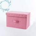 thumbnail image 4 of UKAP Contenedores de almacenamiento de tela para el hogar plegables con tapas de manijas Caja plegable Organizador de contenedores de lino, 4 of 4