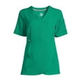 thumbnail image 4 of ClimateRight by Cuddl Duds Scrubs Women’s and Women's Plus Zip Neck Woven Tulip Hem Top, 4 of 5