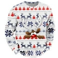 thumbnail image 4 of Chandail à Capuche Sans Capuche pour Hommes Hiver Chaud Col Rond Chandail Imprimé Flocon de Neige Père Noël Décontracté Confortable Doux, 4 of 4