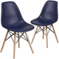 thumbnail image 1 of 2 Pk. Elon Series Navy Plastic Chair with Wooden Legsase, 1 of 9