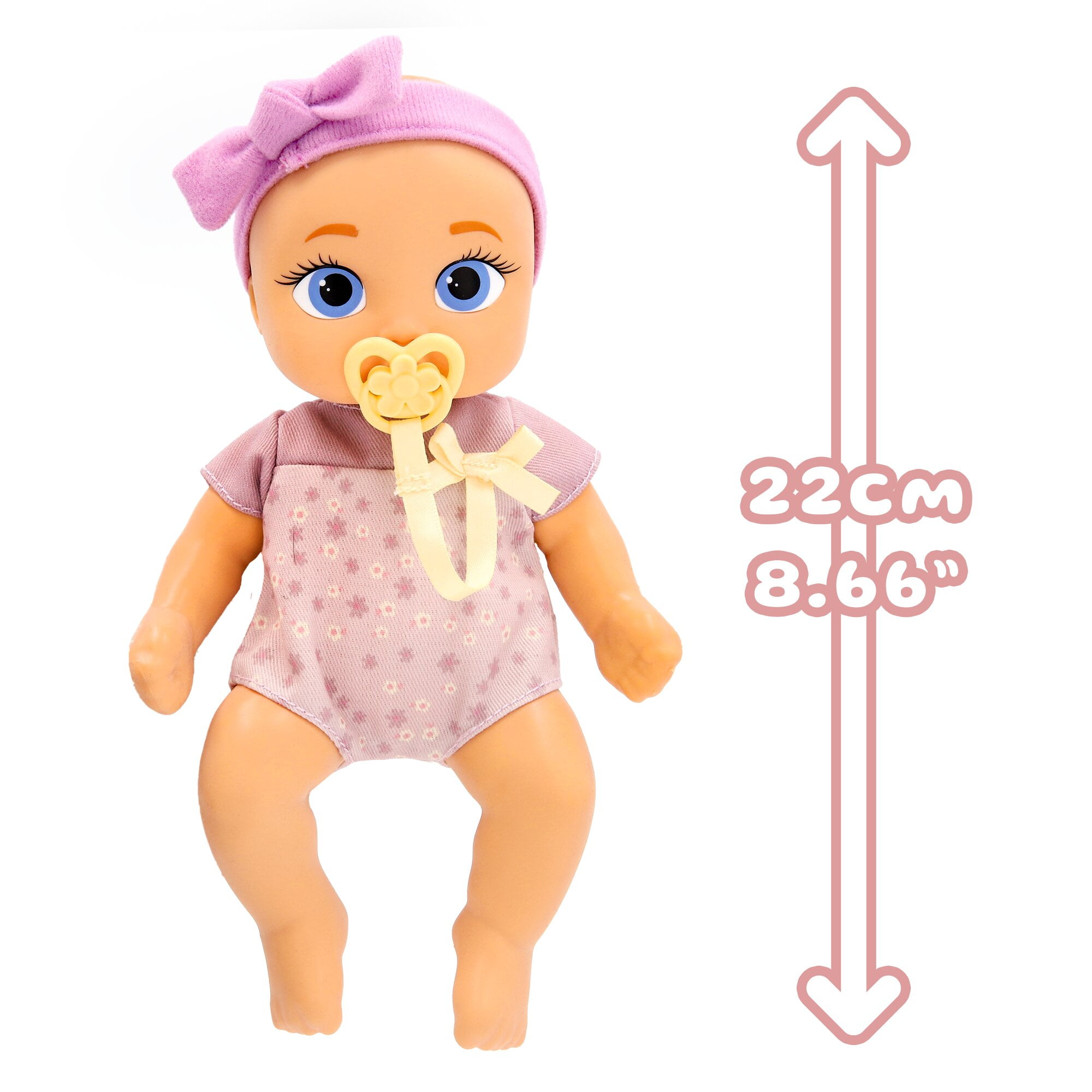Be Loved Babies Mini Jessie Realistic Doll, Soft Skin, Lilac Outfit, 9-inch tall,18M+