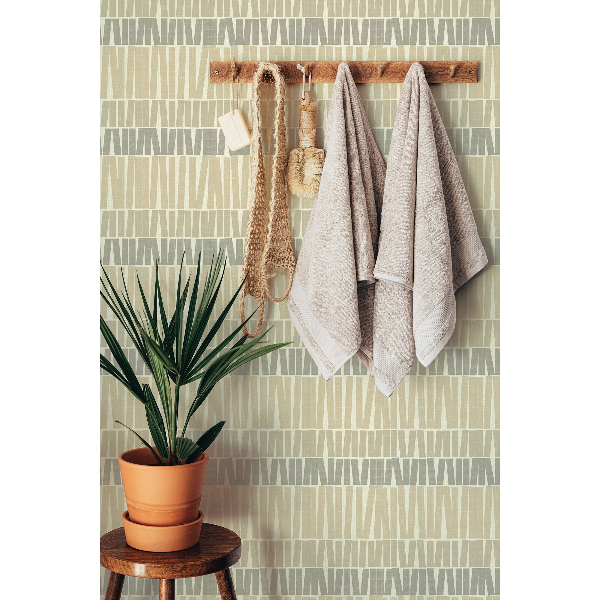 (2 pack) Better Homes & Gardens Neutral Gwen Stripe Peel and Stick Wallpaper, 20.5" x 18'