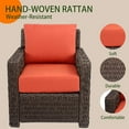 thumbnail image 3 of Rattan Patio Chair High Back, Wide Armrest Rattan All-Weather Outdoor Club Chair for Garden Backyard Porch Poolside, 3 of 7