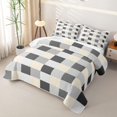 thumbnail image 3 of Castle Fairy Retro Buffalo Plaid Twin Quilt Set 2 Pieces,Abstract Polka Dots Twin Coverlet Set,Beige Charcoal White,1 Bedspread and 1 Pillowcase, 3 of 7
