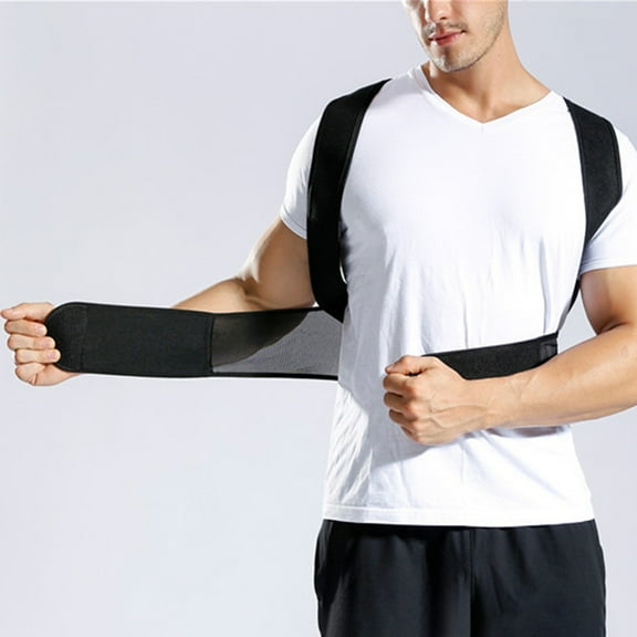 Masteelf Posture Corrector Back Brace with Adjustable Strap for Men and Women Black Fabric