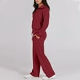 thumbnail image 3 of Mohiass Women 2 Piece Outfits 2025 Fall Fashion Airport Wide Leg Pants Lounge Set Leisure Travel Vacation Clothes Sweatsuits Deep Red 2XL, 3 of 6