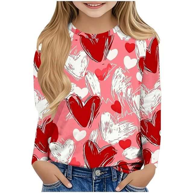 Blusas y camisas de manga larga con cuello redondo Camisas con estampados de manga larga Cuello redondo lindo Blusas casuales elegantes Ropa Camisas de cuello redondo Niña Top de poliéster