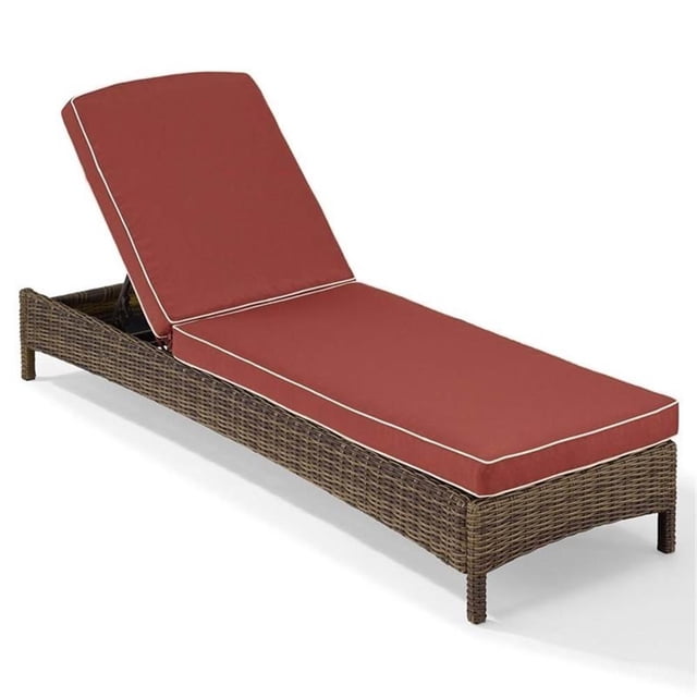 Pemberly Row Chaise Longue de Patio en Osier, Brun et Sangria