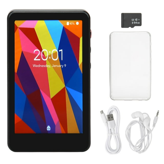 Reproductor MP4 de 4 pulgadas con pantalla táctil HD, reducción de ruido, CPU de ocho núcleos, radio FM, reproductor MP4 portátil con Bluetooth, WiFi y tarjeta de memoria de 64 GB.
