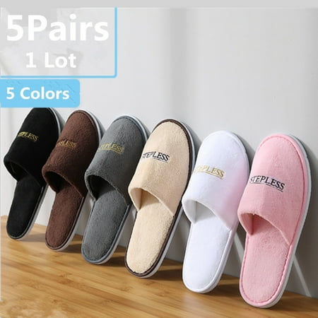 5 Pairs/Lot Winter Slippers Men Women Kids Disposable Hotel Slippers Home Slides Travel Sandals Hospitality Guest Footwear Shoes