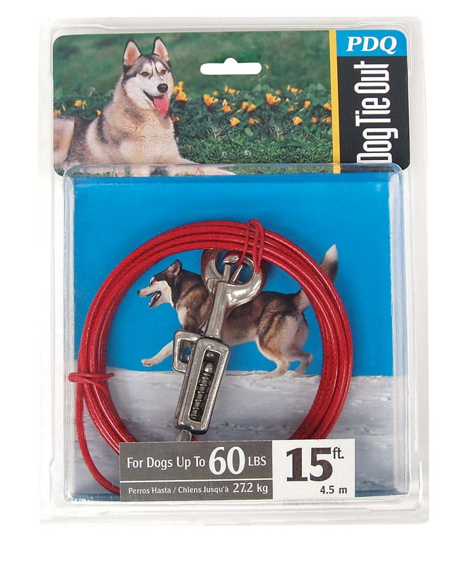 Boss Pet PDQ Red TieOut with Spring Vinyl Coated Cable Dog Tie Out