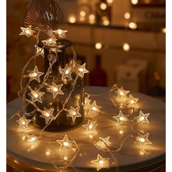 Star String Lights, 10ft 20 LED USB Powered Star Fairy String Lights Warm White for Birthday Party Wedding Christmas Home Decoration