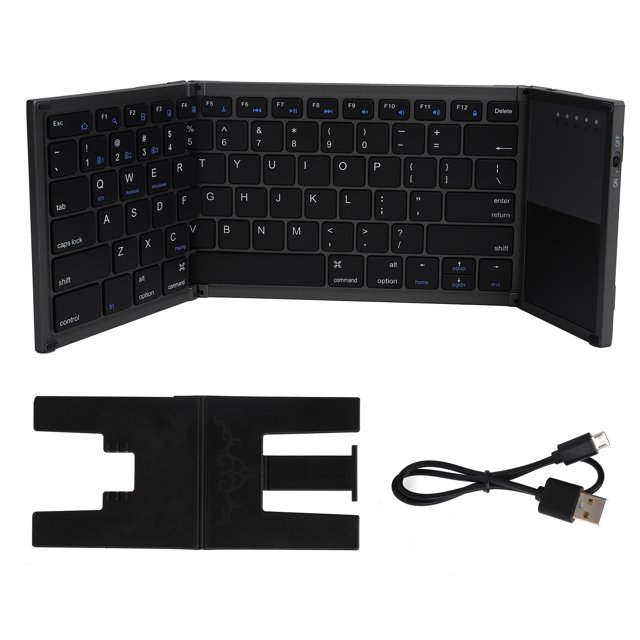 Teclado Bluetooth portátil, teclado inalámbrico plegable de aleación de aluminio para tableta