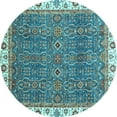 thumbnail image 1 of Ahgly Company Machine Washable Indoor Round Oriental Light Blue Traditional Area Rugs, 4' Round, 1 of 4