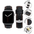 thumbnail image 3 of Bandini Mens Carbon Fiber Leather for Apple Watch Band 44mm 45mm 42mm 41mm 40mm 38mm Ultra 49mm for Men, Distressed Leather for Apple Watch Series 9 8 7 6 5 4 3 2 SE & iWatch - Black and White / Black, 3 of 8
