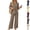 Brown, variant on HAJWOH Two Piece Sets for Women 3/4 Length Sleeve Lounge Sets Vacation Travel Outfits Fashion Clothing